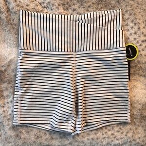 Women's Black and White Striped High-Waisted Shorts - Size XS